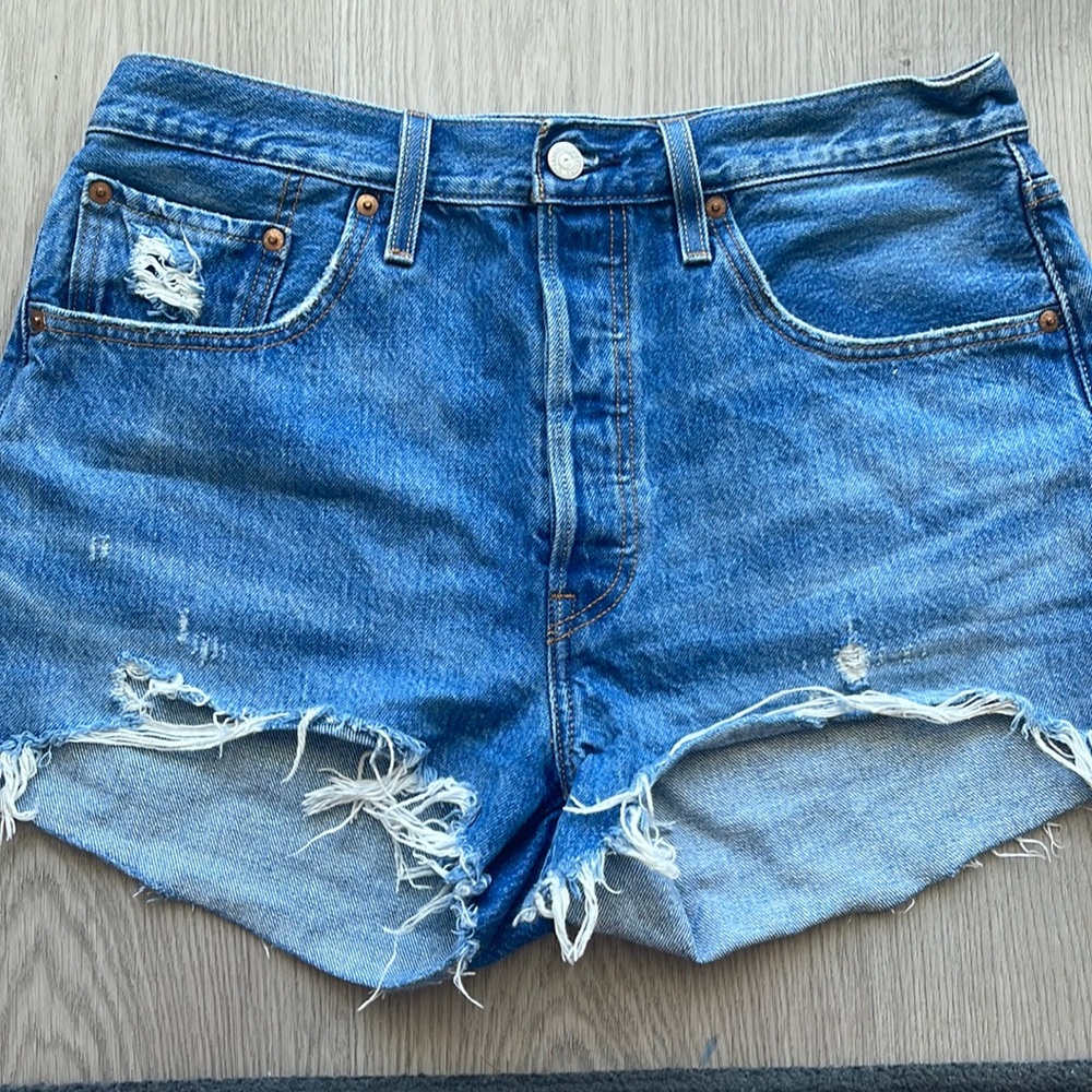 Levi 501 Distressed Denim Shorts